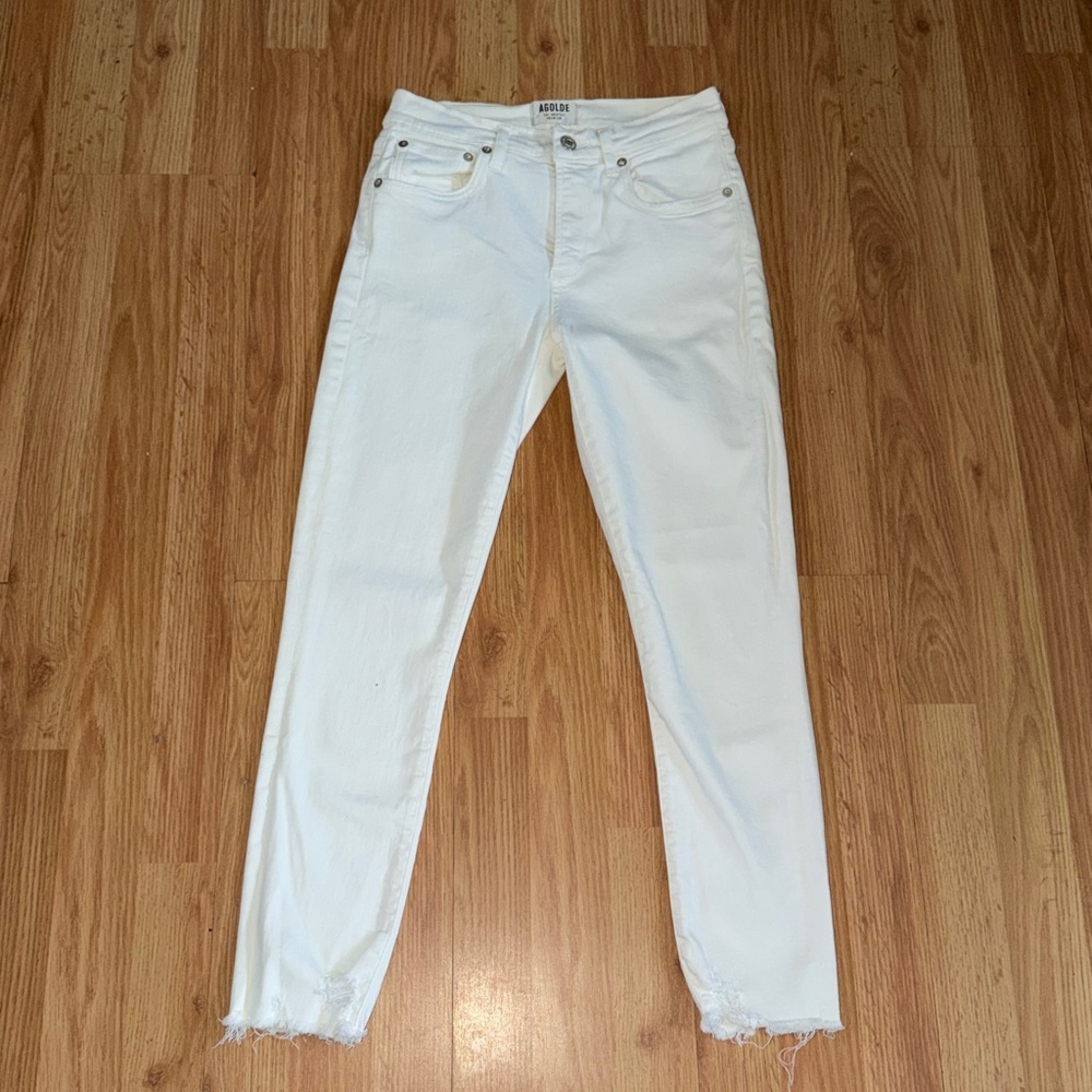 Agolde Sophie Crop Jeans Raw Hem Size 27 White - Picture 2 of 7